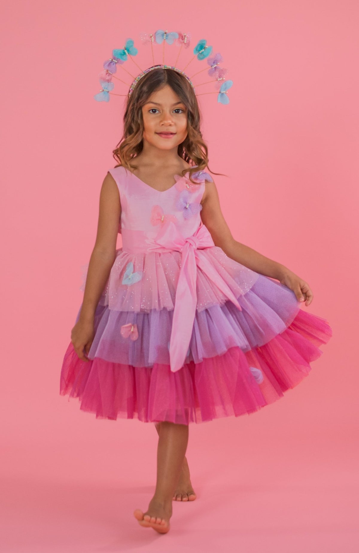 Vestido Para Bebita Mariposa - Rosa