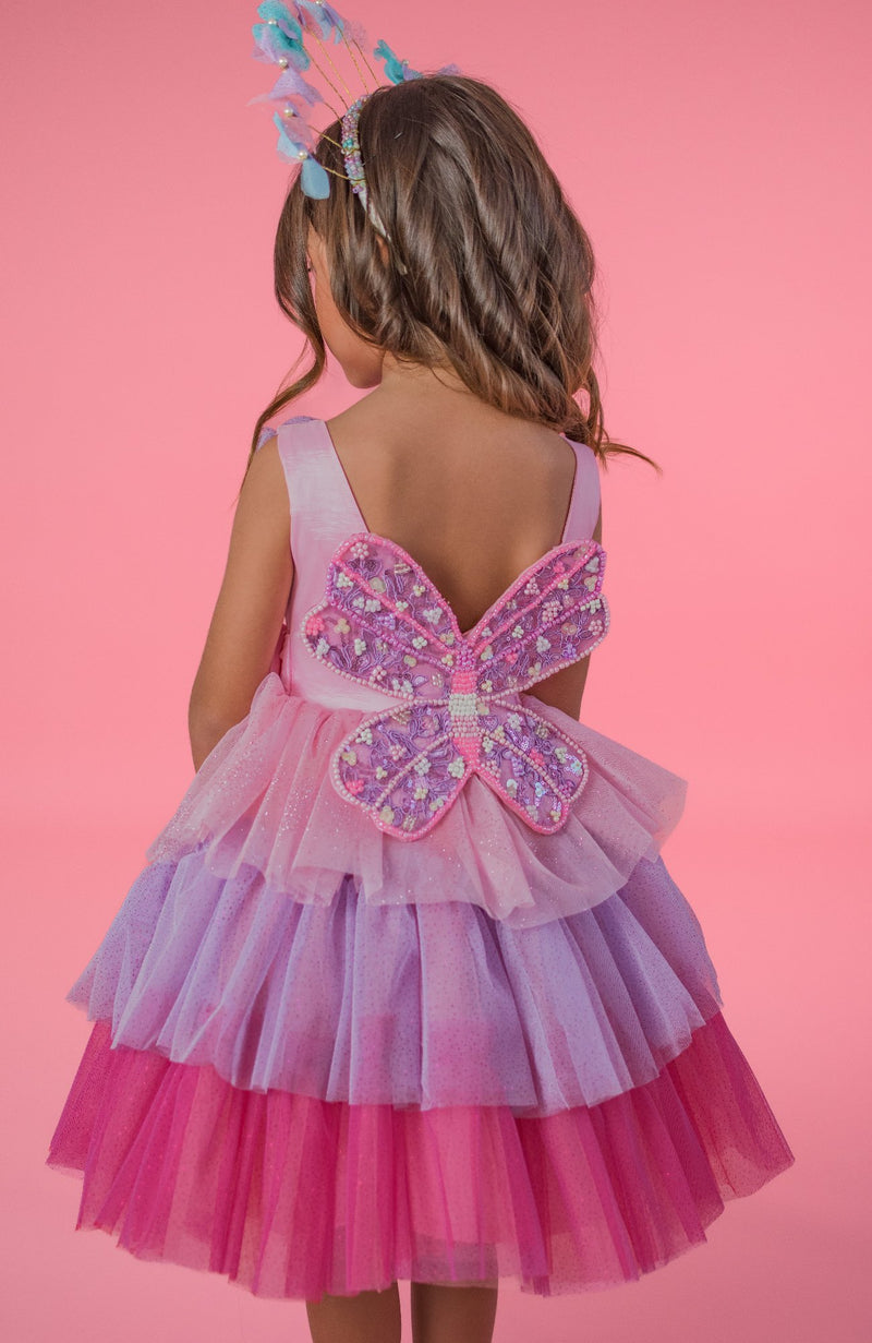 Vestido Para Bebita Mariposa - Rosa